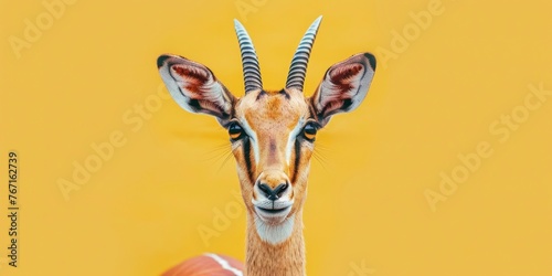 Minimalist Gazelle on Yellow Background