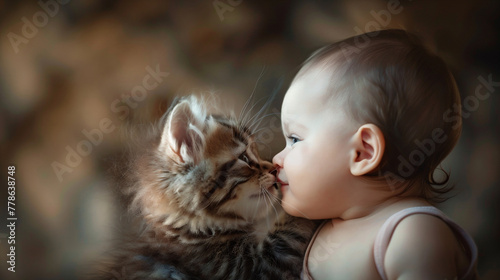 赤ん坊と子猫