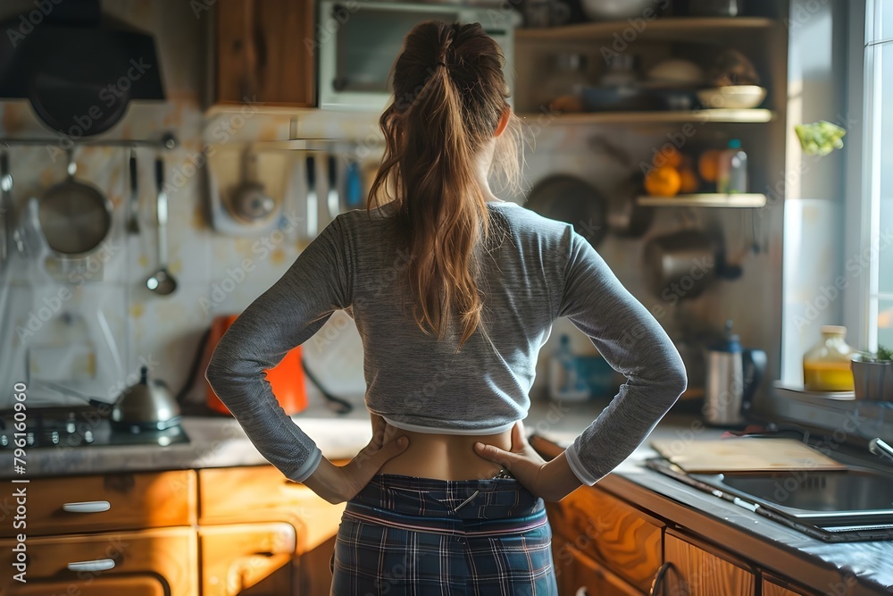 Stock Illustrationen Woman At Home With Back Pain From Lumbar