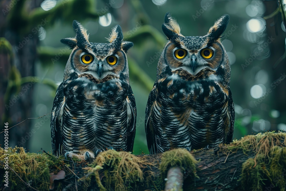 Ptilopsis Leucotis In A Tree Staring With Large Owl Perched On An