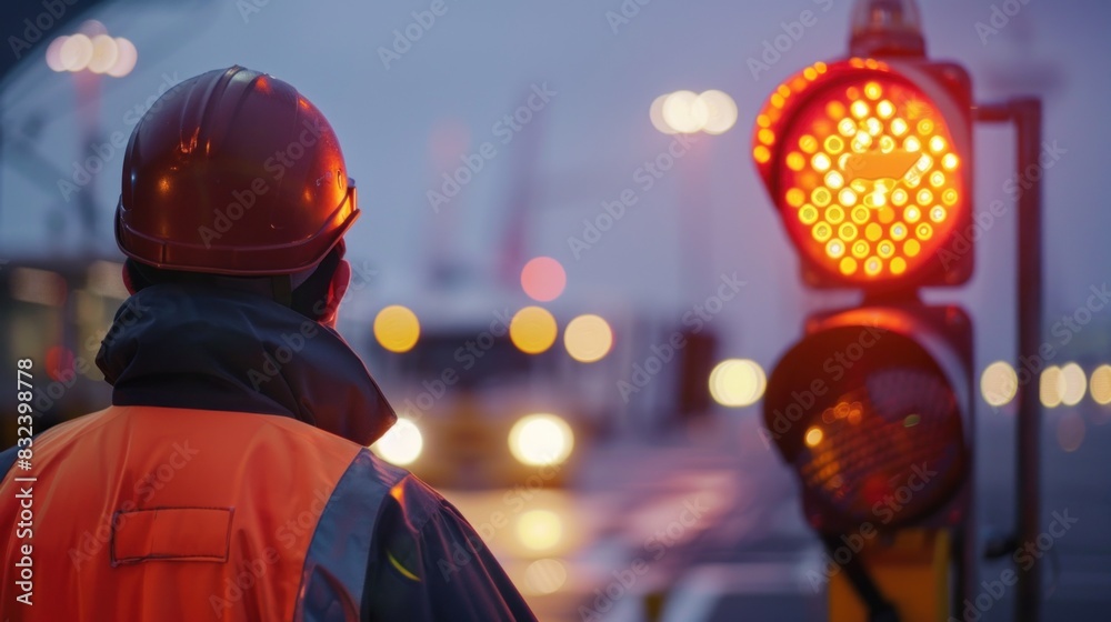 Foto De Airport Marshalling Signal From Marshaller For Aircraft