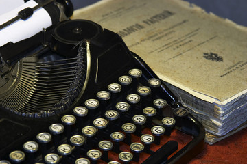 book and typewriter