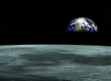 space travel- earth planet looking from the moon.