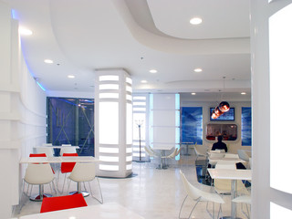 interior of white cafe