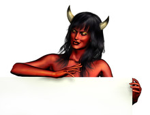 Devil Woman With Sign Edge