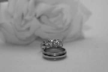 Poster - ring, jewelry with white rose