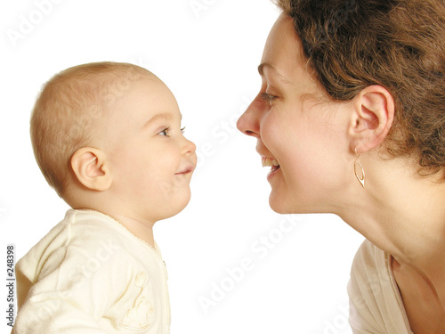 Fototapeta mother with baby isolated 3