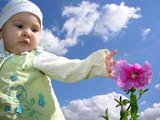 baby with flower