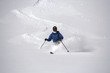 telemark skier in fresh powder