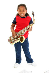 young girl and saxaphone