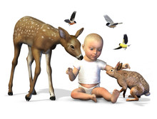 Baby With Forest Animals