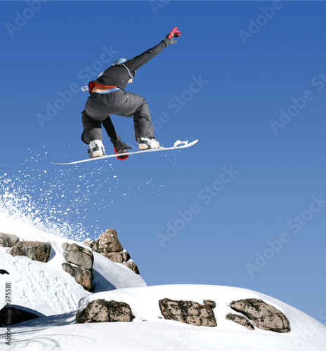 Fototapeta na wymiar snowboarder jumping