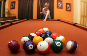 Wall Mural - woman playing pool