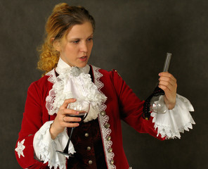 Wall Mural - woman with cup of red wine