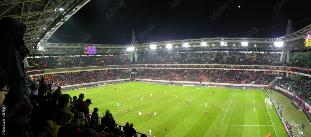 panorama of football stadium - obrazy, fototapety, plakaty 