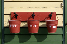 3 Red Fire Buckets