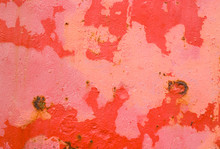 Red Flaking Paint With Rust Grunge Background