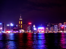 Hong Kong At Night Across The Bay