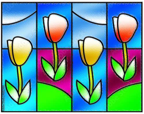 Naklejka dekoracyjna stained glass flowers