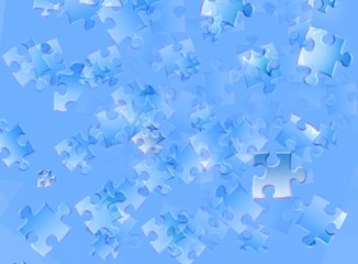 Fototapete - blue background with puzzles