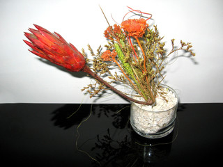 decorative pot on a black table