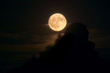 moon on the dark sky