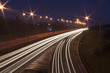 car light rails on the m1 in england, uk.