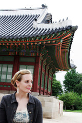 Wall Mural - tourist at a korean temple