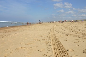 Wall Mural - traces de pneus sur le sable