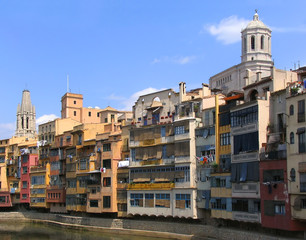 old houses by the river in girona (spain)