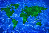 Fototapeta Mapy - blue water and green worlwide map