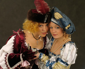 Poster - girls in historical clothes of 16-17 centuries