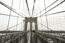 Sepiatoned Brooklyn Bridge Wide Angle