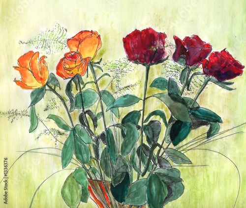 Naklejka dekoracyjna roses painting