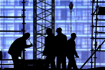 Wall Mural - construction site blue