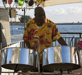 musician on steel drums