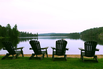 Canvas Print - lake chairs