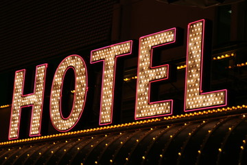 bright hotel neon lights