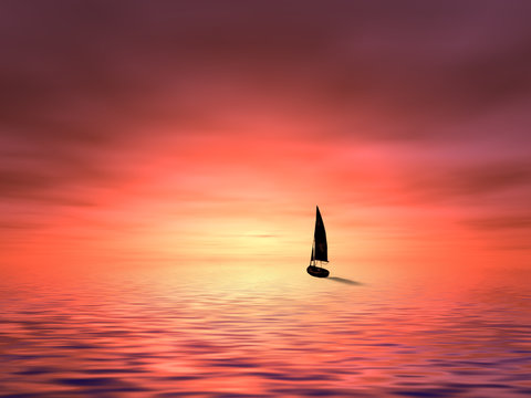 sailboat in sunset