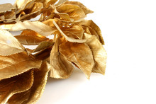 Christmas Gold Leaves With Copy Space
