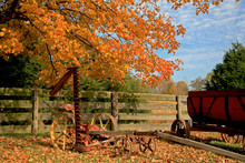 Farm Equipment In Autumn Scene