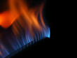 gas fire isolated on black background