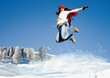 canvas print picture - snow jump