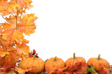 Pumpkins With Fall Leaves