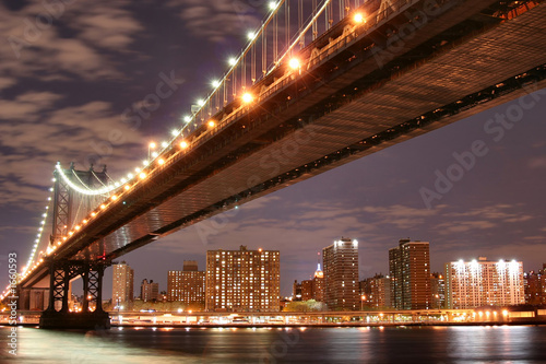 Naklejka - mata magnetyczna na lodówkę manhattan bridge at night