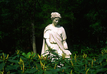 statue of lady in garden