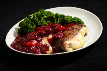 cherry steek and broccoli