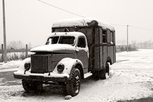 Abandoned Old Truck In Winter