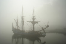 Old Sailship (pirate?) In The Fog