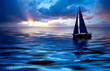 Leinwandbild Motiv sailing and sunset